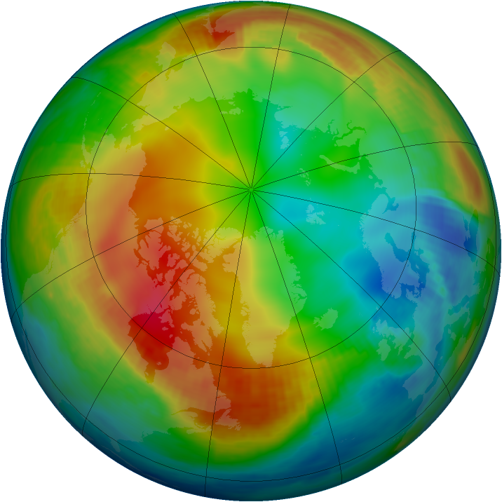 Arctic ozone map for 02 January 1998